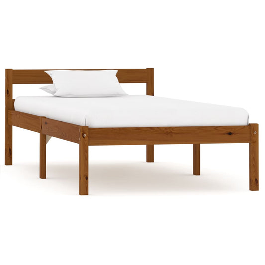 Bed Frame Honey Brown Solid Pine Wood 100x200 cm