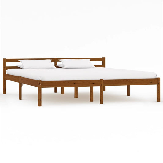 Bed Frame without Mattress Honey Brown Solid Pine Wood 160x200cm