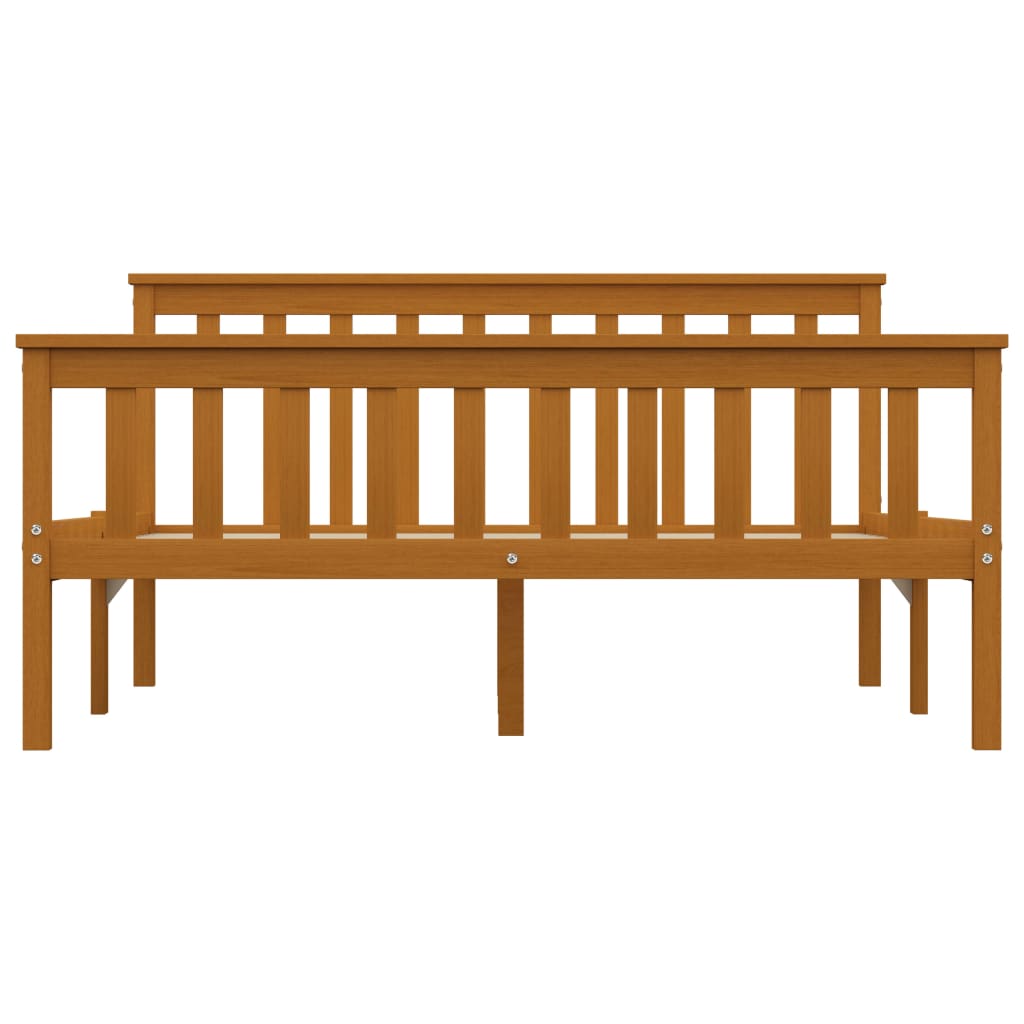 Bed Frame Honey Brown Solid Pinewood 135 x 190 cm