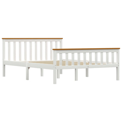 Bed Frame White Solid Pinewood 135 x 190 cm