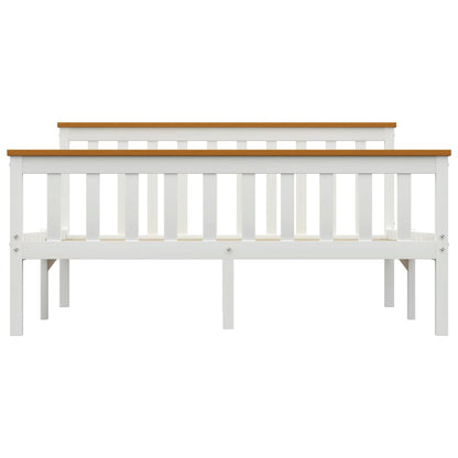 Bed Frame White Solid Pinewood 135 x 190 cm