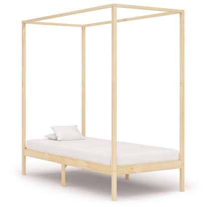 Canopy Bed Frame Solid Pine Wood 90x200 cm