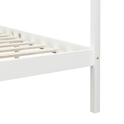 Canopy Bed Frame White Solid Pine Wood 100x200 cm