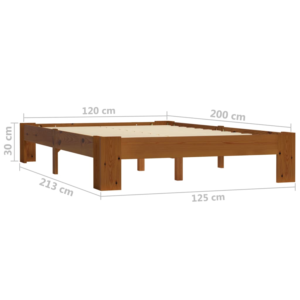 Bed Frame Light Brown Solid Pine Wood 120x200 cm
