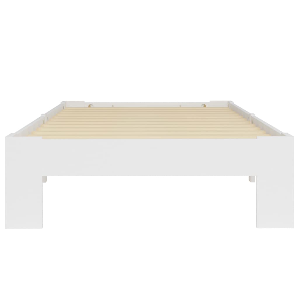Bed Frame White Solid Pine Wood 90x200 cm