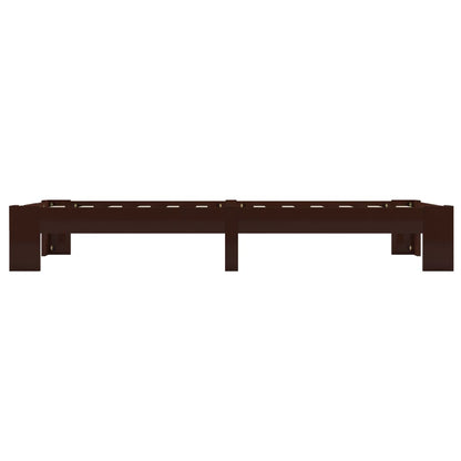 Bed Frame Dark Brown Solid Pine Wood 90x200 cm