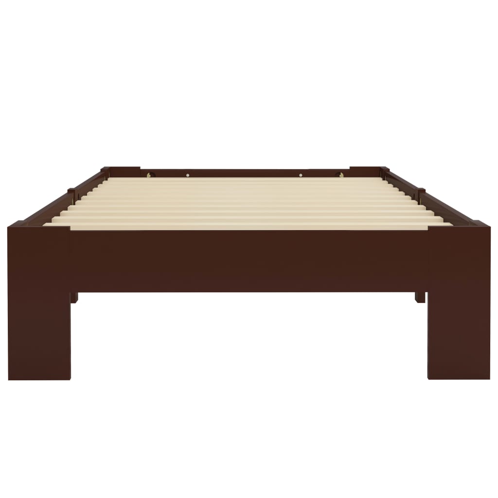 Bed Frame Dark Brown Solid Pine Wood 90x200 cm