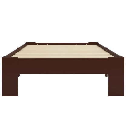 Bed Frame without Mattress Dark Brown Solid Pine Wood 90x200 cm