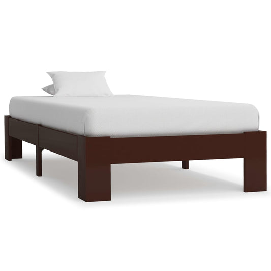 Bed Frame without Mattress Dark Brown Solid Pine Wood 100x200 cm