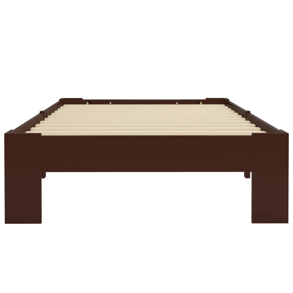 Bed Frame Dark Brown Solid Pine Wood 100x200 cm