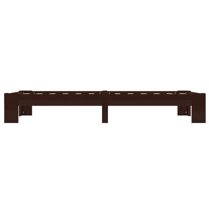 Bed Frame Dark Brown Solid Pine Wood 100x200 cm