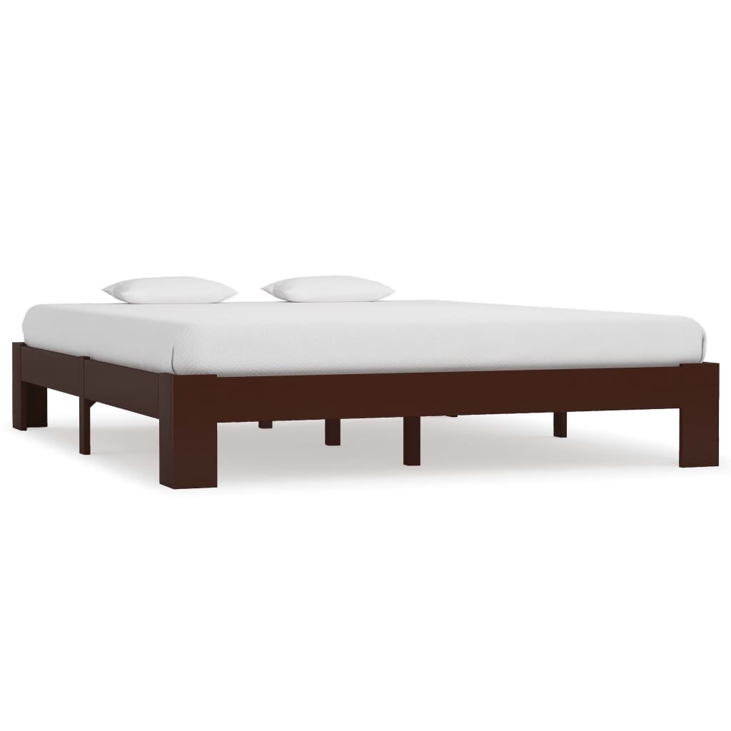 Bed Frame Dark Brown Solid Pine Wood 160x200 cm