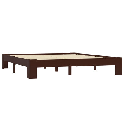 Bed Frame Dark Brown Solid Pine Wood 160x200 cm