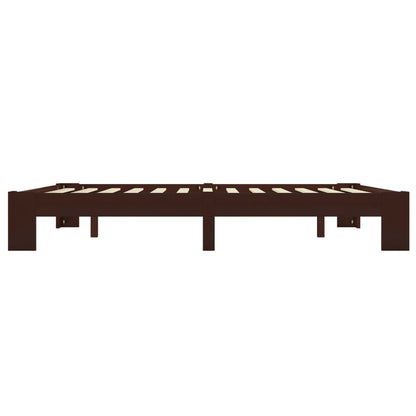 Bed Frame Dark Brown Solid Pine Wood 160x200 cm