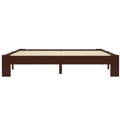 Bed Frame without Mattress Dark Brown Solid Pine Wood 160x200 cm