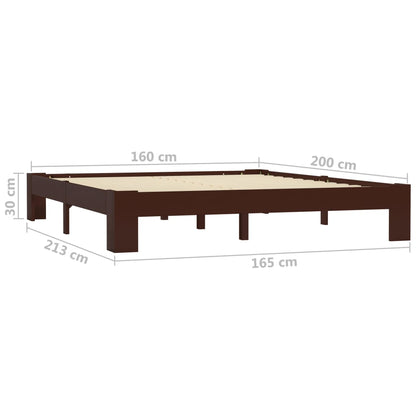 Bed Frame Dark Brown Solid Pine Wood 160x200 cm