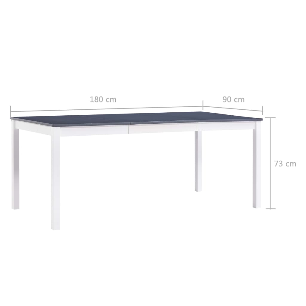 Dining Table White and Grey 180x90x73 cm Pinewood