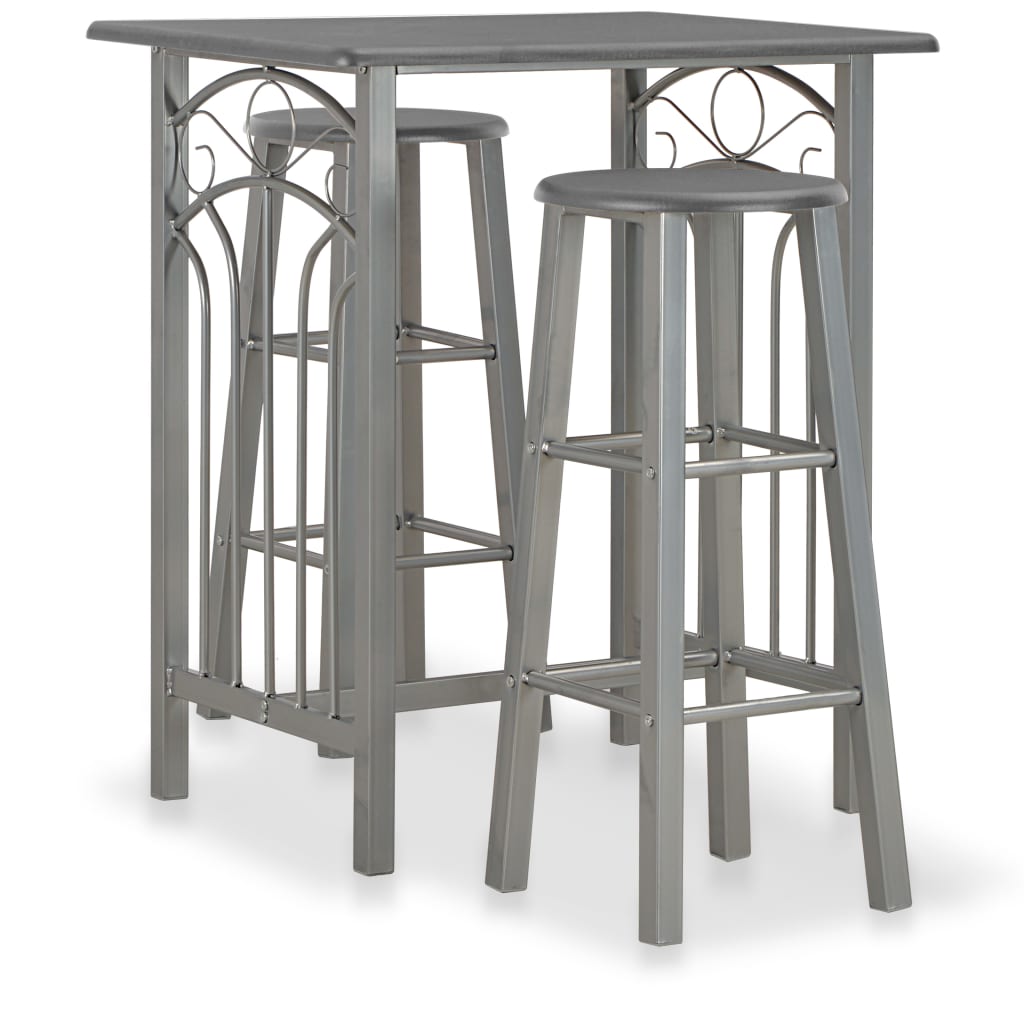 3 Piece Bar Set Wood and Steel Anthracite
