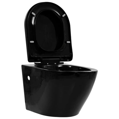 Wall Hung Rimless Toilet Ceramic Black