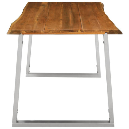 Dining Table 160x80x75 cm Solid Acacia Wood and Stainless Steel
