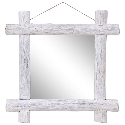 Log Mirror White 70x70 cm Solid Reclaimed Wood