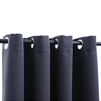 Blackout Curtains with Metal Rings 2 pcs Anthracite 140x245 cm