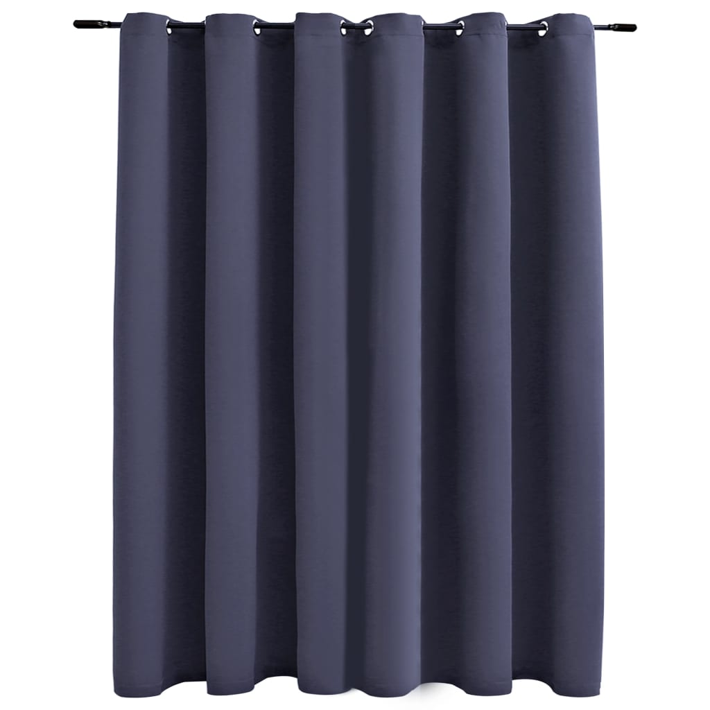 Blackout Curtain with Metal Rings Anthracite 290x245 cm