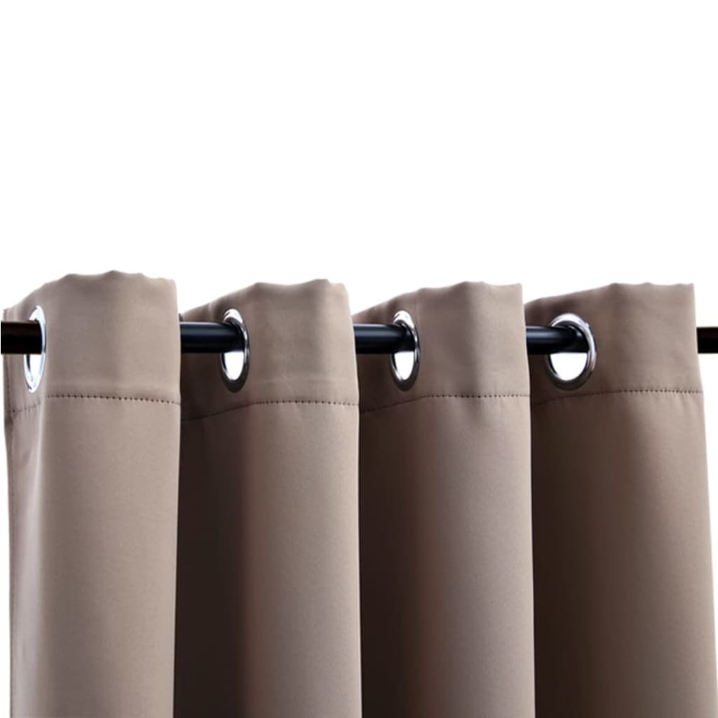 Blackout Curtains with Metal Rings 2 pcs Taupe 140x225 cm
