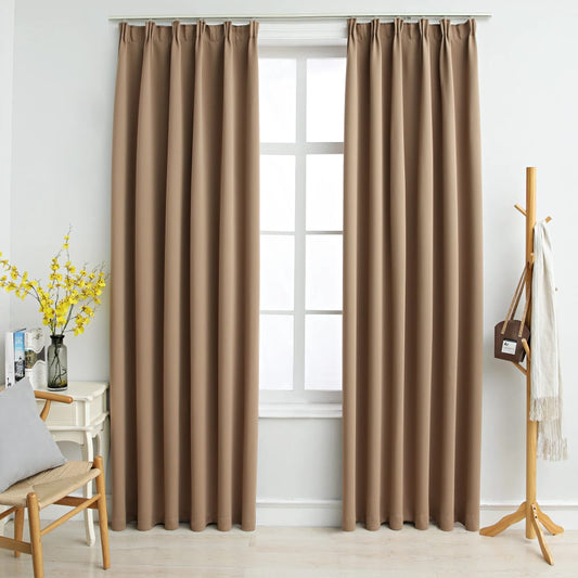 Blackout Curtains with Hooks 2 pcs Taupe 140x245 cm