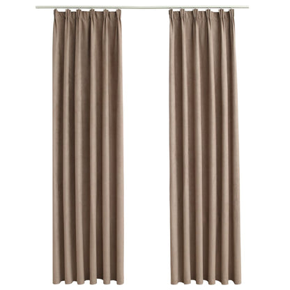 Blackout Curtains with Hooks 2 pcs Taupe 140x225 cm
