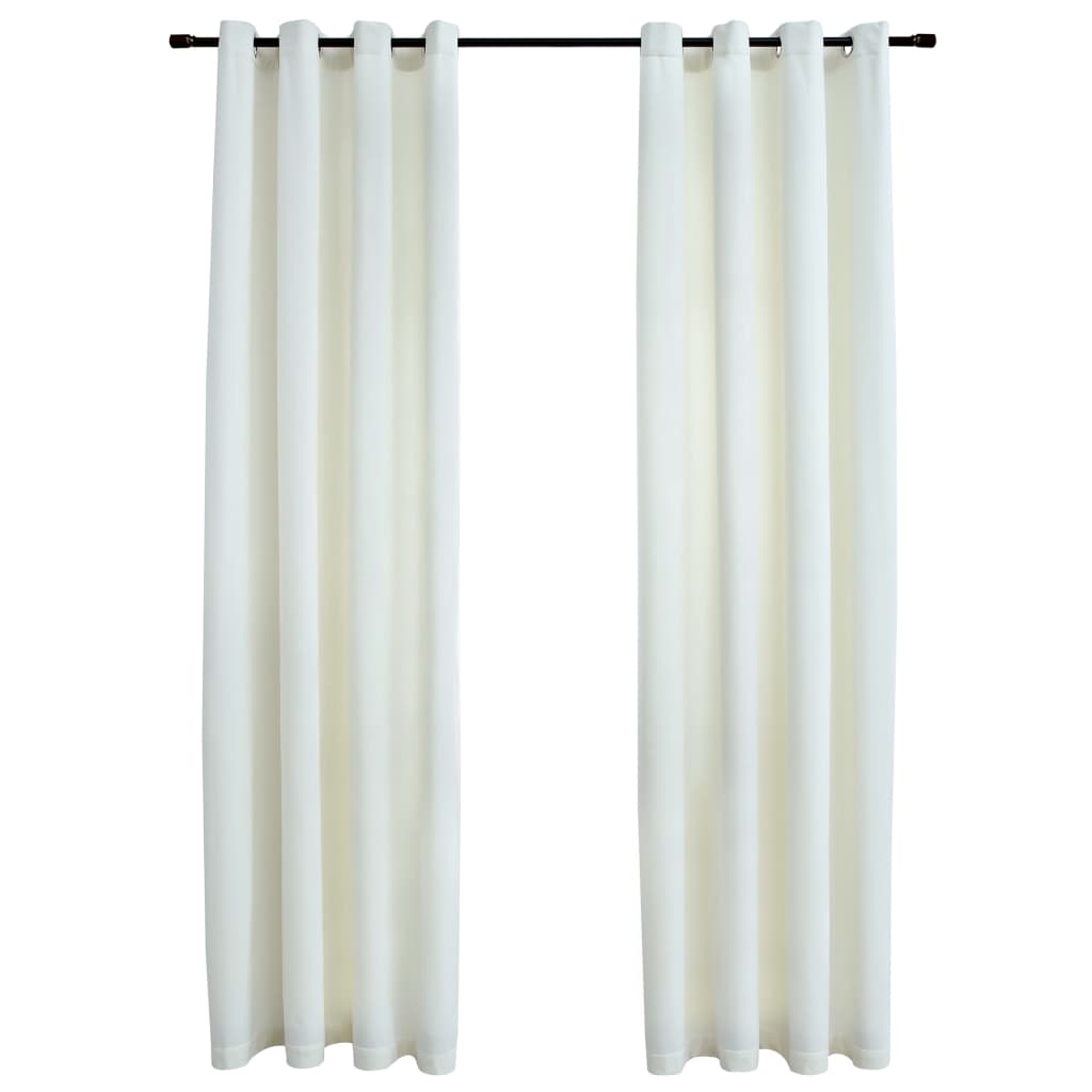 Blackout Curtains with Rings 2 pcs Velvet Cream 140x175 cm