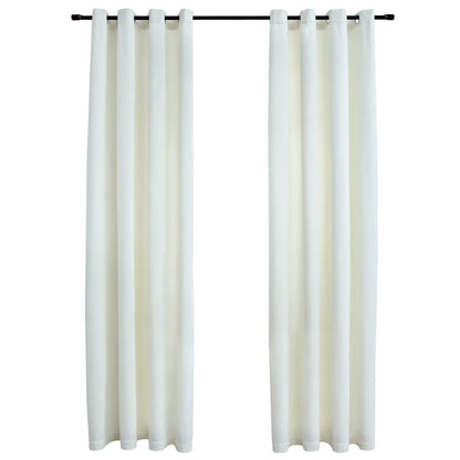 Blackout Curtains with Rings 2 pcs Velvet Cream 140x245 cm