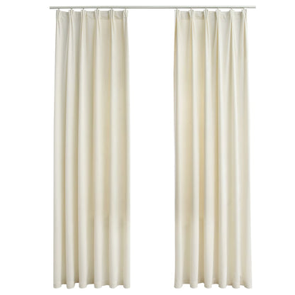 Blackout Curtains 2 pcs with Hooks Velvet Cream 140x175 cm
