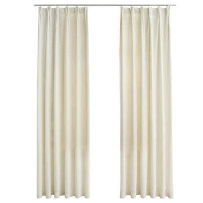 Blackout Curtains 2 pcs with Hooks Velvet Cream 140x245 cm