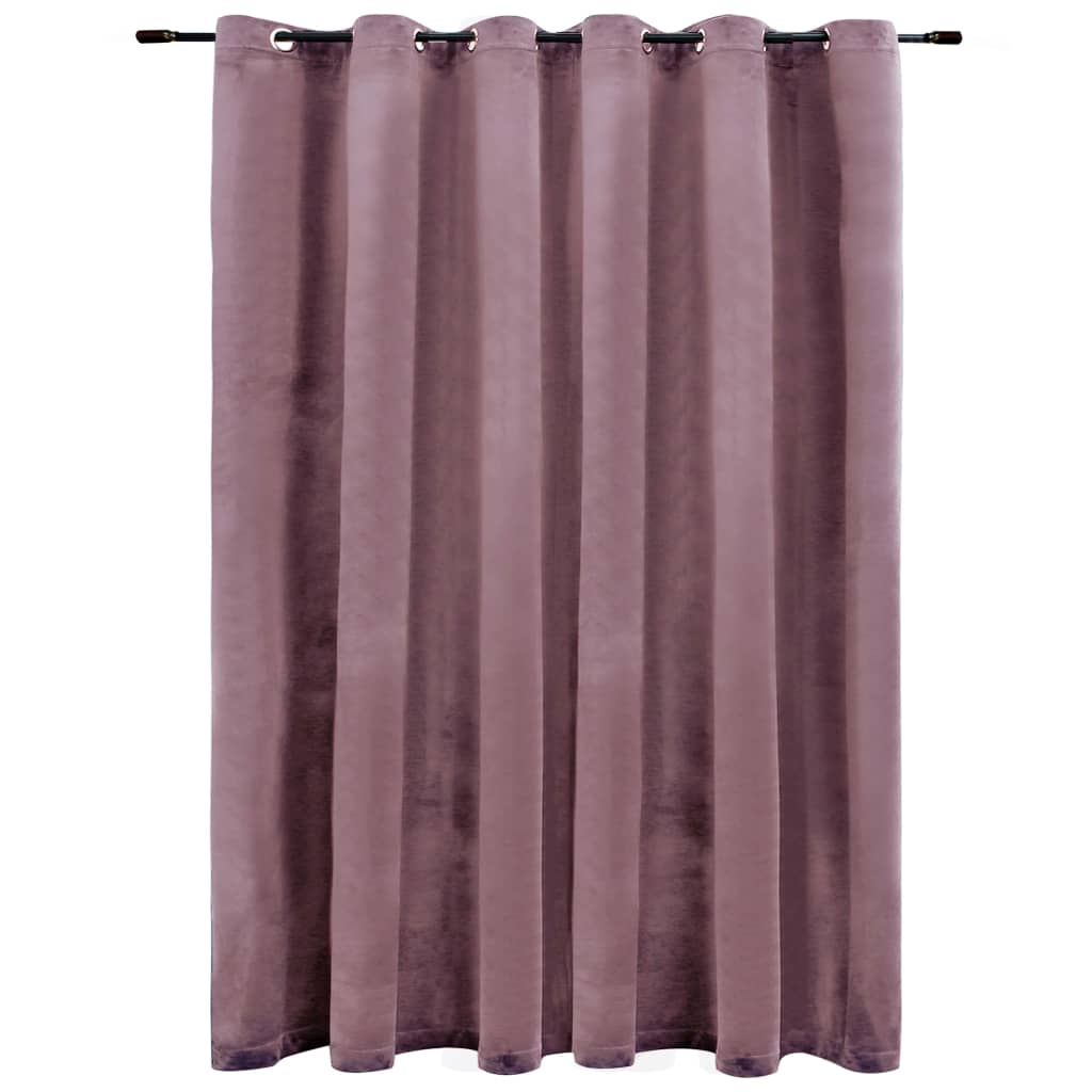 Blackout Curtain with Metal Rings Velvet Antique Pink 290x245 cm