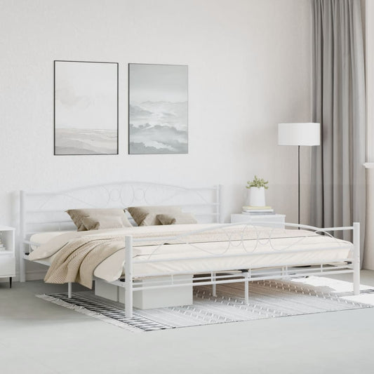 Bed Frame White Metal 200x200 cm