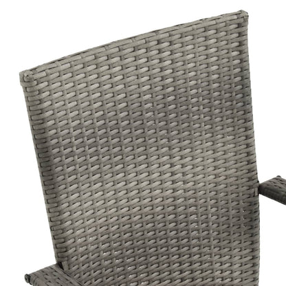 Stackable Outdoor Chairs 2 pcs Grey Poly Rattan