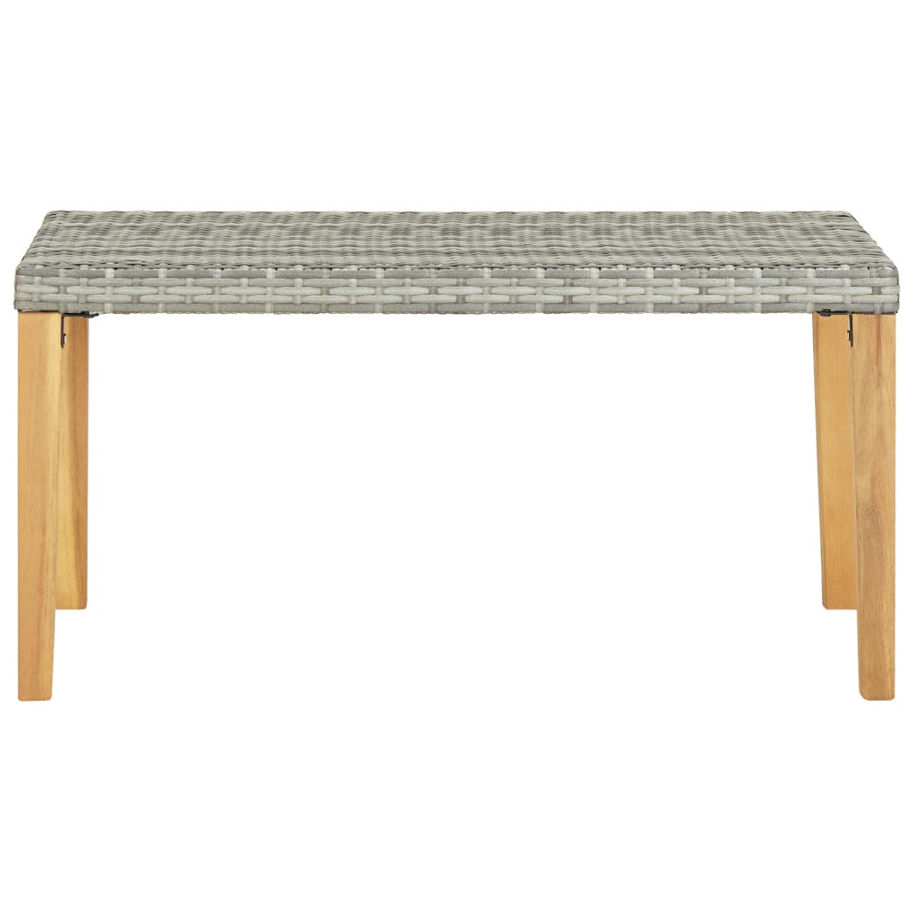 Garden Bench 120 cm Grey Poly Rattan and Solid Acacia Wood