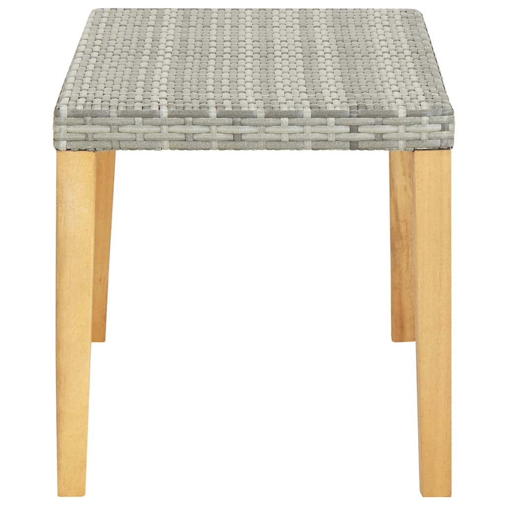 Garden Bench 120 cm Grey Poly Rattan and Solid Acacia Wood