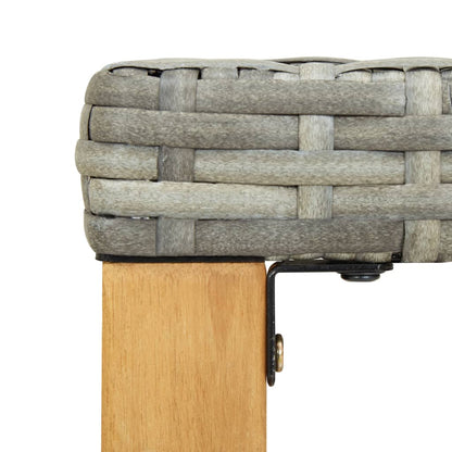 Garden Bench 120 cm Grey Poly Rattan and Solid Acacia Wood