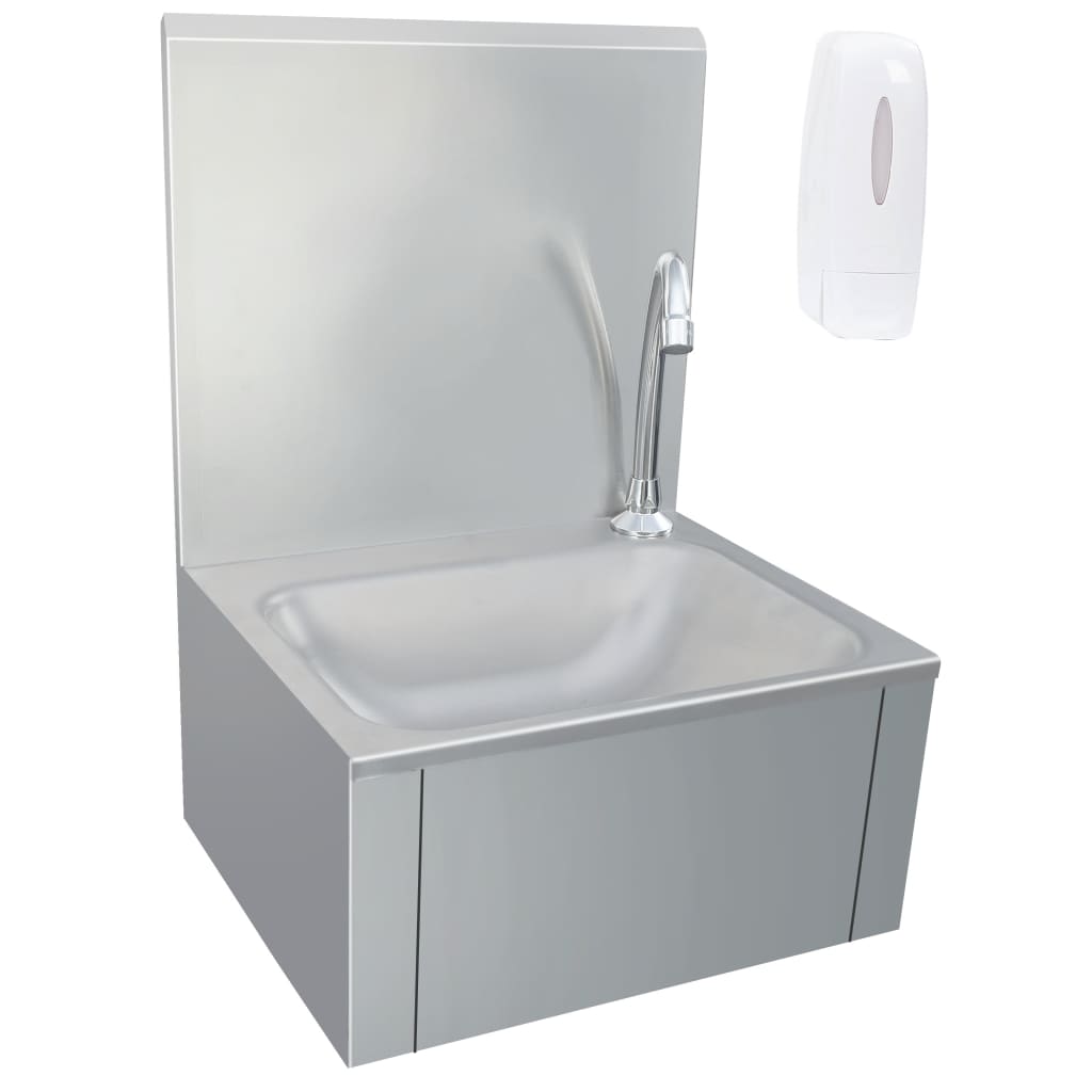 Hand Wash Sink with Faucet and Soap Dispenser Stainless Steel