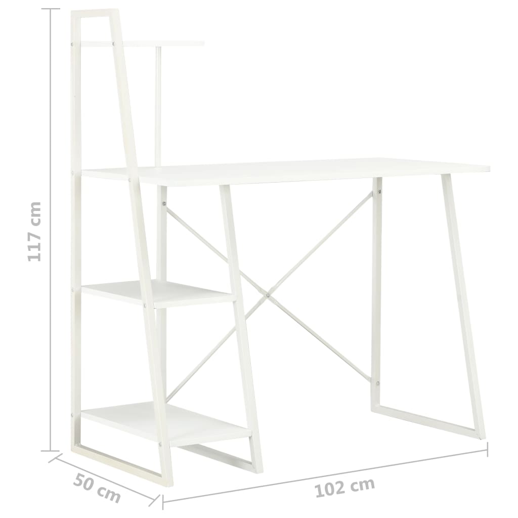 Desk with Shelving Unit White 102x50x117 cm