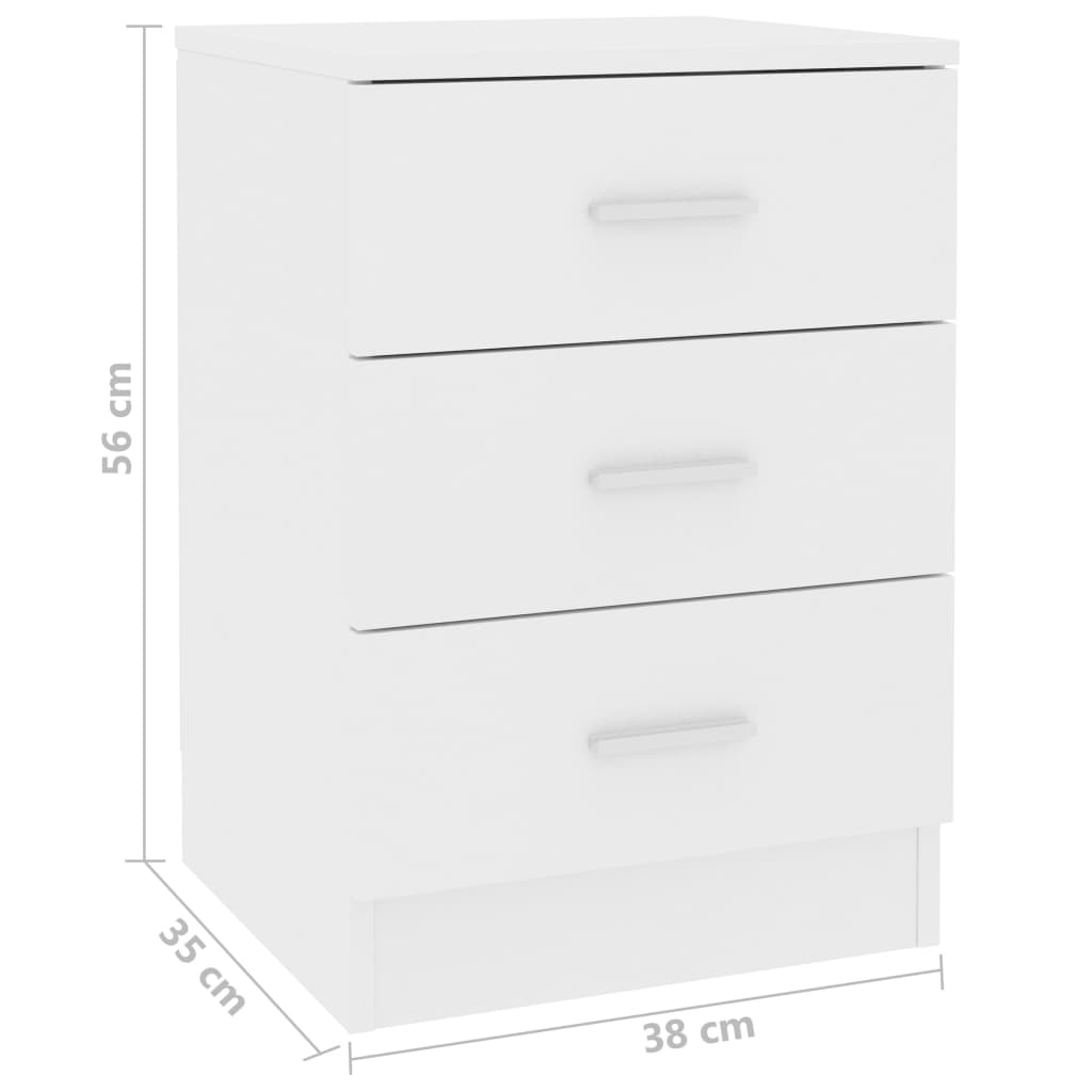 Bedside Cabinet White 38x35x56 cm Engineered Wood