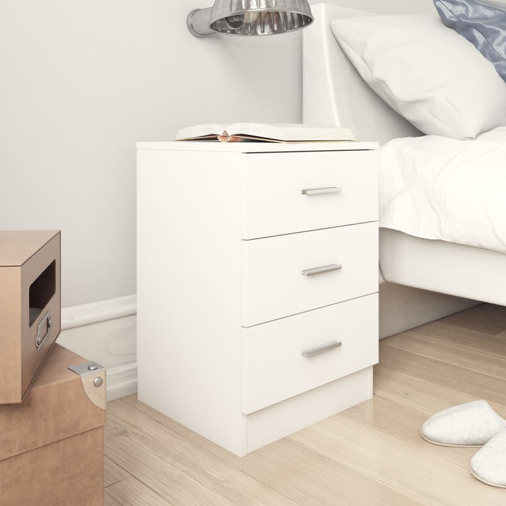 Bedside Cabinet White 38x35x56 cm Engineered Wood
