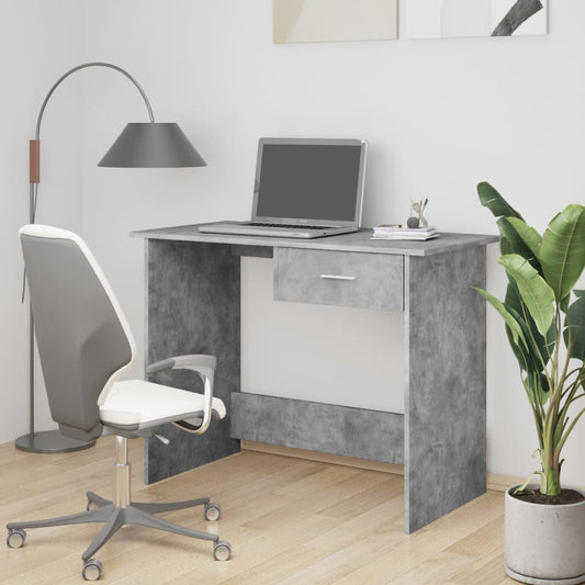 Desk Concrete Grey 100x50x76 cm Engineered Wood