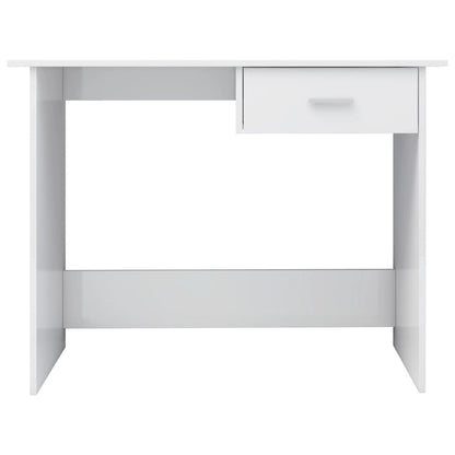 Desk High Gloss White 100x50x76 cm Engineered Wood