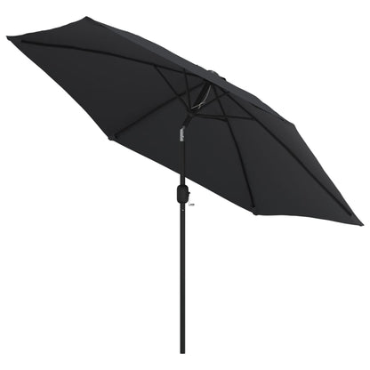 Outdoor Parasol with LED Lights and Steel Pole 300 cm Black