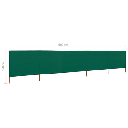 5-panel Wind Screen Fabric 600x120 cm Green