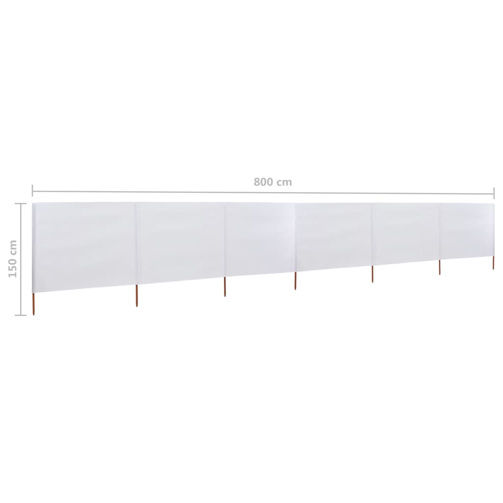 6-panel Wind Screen Fabric 800x120 cm Sand White