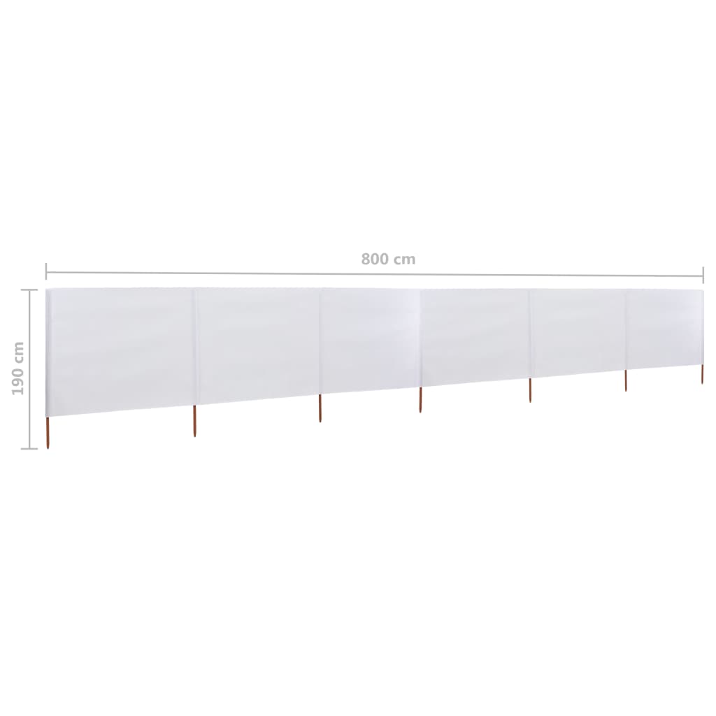 6-panel Wind Screen Fabric 800x160 cm Sand White